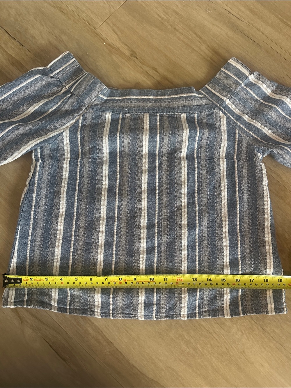 Vestique Boutique Blue and White Striped Off-the-Shoulder Peasant Top